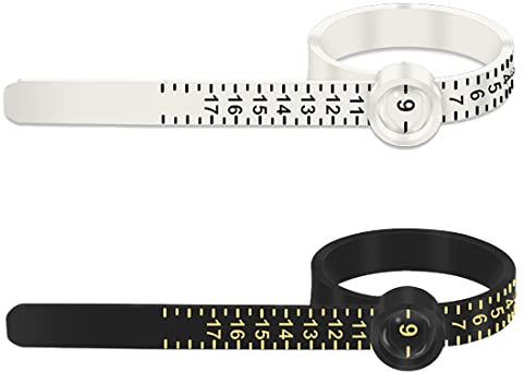 WJRQD Ringgrößenmesser, Ring Sizer Messen, Ring Maßband Kunststoff, Fingergrößenmesser, Tester Lineal Ring, Ringgröße Ermitteln Messen, Ringgrößen Wiederverwendbar, Ringmaßband-2pcs