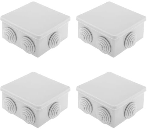Jortmrd 4 Stück Abzweigdose Wasserdicht Anschlussdose Verteilerdose Aufputz ABS Gehäuse Steckerverschraubung Elektrische Box für Innen Außen Outdoor (85x85x50 mm, IP55, Weiß)