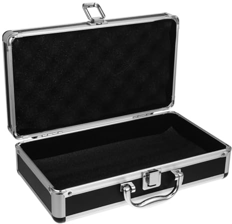 COHEALI 11.81 Black Aluminum Alloy Tool Box, Lockable Carrying Case, Portable Hard Shell Briefcase for Hardware, Electronics, Medicine Storage, Travel Organizer Box with Handle, Reinfor