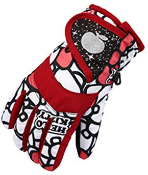 Wasserdichte Snowboardhandschuhe, für Kinder, bedruckt, modisch, für den Winter, Fleecefutter und Verdickung, Sporthandschuhe