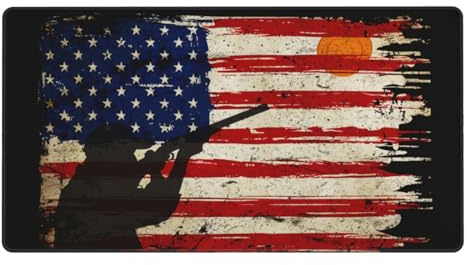 Mouse Pad Large, Skeet Shooting USA Flag Trap Shooting Clay Pigeon Mousepad with Anti-Slip Rubber Base,Waterproof Mouse Pads for Gamer/Office/Home (Black,29.5 X 16)