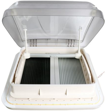 ITETONE RV Skylight Camper Window Caravan Trailer Roof Vent with LED light, Sun Blinds,Screen Window Universal Motorhome Skylight Roof Vent 402 x 402 mm Cut Out
