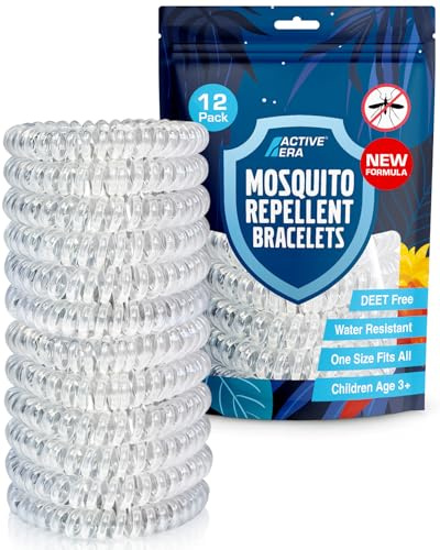 Active Era Mückenschutz Armband (12 Stk), Mückenabwehr Outdoor, Camping - Mückenarmband für Kinder & Erwachsene - Natürlicher Anti Mücken Schutz, Wasserfest, 10 Tage Schutz, 100% DEET frei - Klar