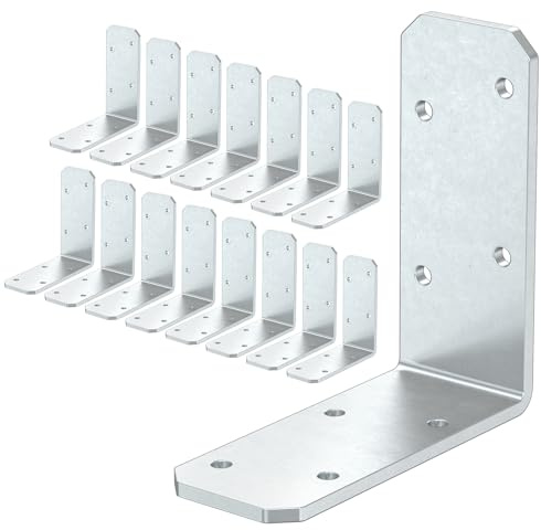 SecureLatch 3×3×1.2 90 Degree Galvanized Corner Brace, Heavy Duty L Shape Bracket for Wood Beams, Steel Corner Brackets for Raised Garden Bed, Furniture, Bookshelf, Fence (Galvanized-16PCS)