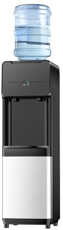 Feelfunn Top Loading Water Dispenser for 3 or 5 Gallon Bottles, Hot & Cold Water Dispenser, Water Cooler Dispenser with Child Safety Lock for Home Office Kitchen Apartment, Black & Stainless