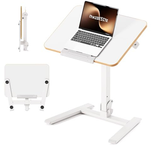 MAIDeSITe Fit Go Mesa Auxiliar con Ruedas | Mesa para Ordenador Portátil, Altura Regulable, Reversible, Plegable para Salón Dormitorio