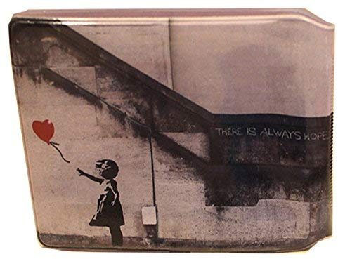 Banksy Always Hope Credit Card Bus Pass Wallet Slimline Travel Rail Ticket Holder Cover for Oyster Business Zip ID Card - Bifold - Party Bag Gift School Leaver Uni (1x Wallet)