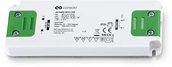 conecto 50238, transformador LED 230V (AC) a 12V (DC), para lámparas LED de hasta máx. 12 vatios, diseño extra delgado