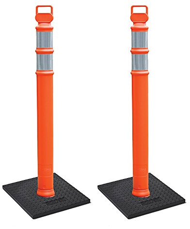 Cortina EZ Grab Delineator 45 Post, 3 Hip Collars with 10 lb Base, 03-747RBC-2, Orange, 2 Pack