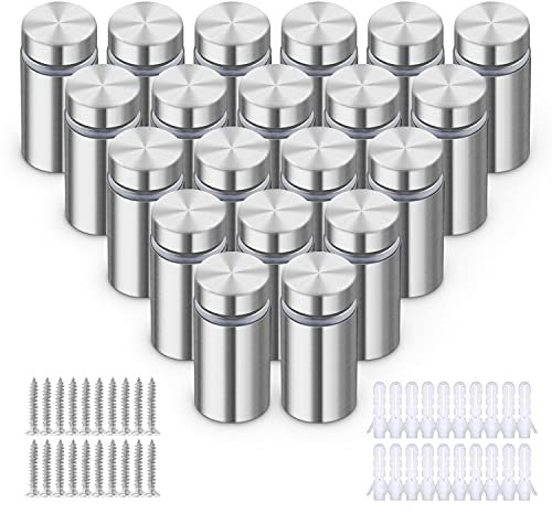 20 Stück Edelstahl Wand Schrauben Abstandshalter, Schilderhalter Werbeschraube für Montieren und Befestigung Glas Spiegel Acryl Poster Bilderrahmen (12x25mm)