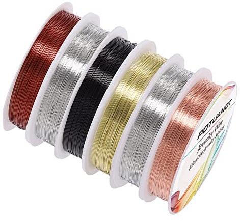 POTUANOT 6 Rollen 0,8 mm Schmuckdraht,Kupferdrahtrolle, zur Schmuckherstellung, Anlaufgeschützter Kupferdraht(Insgesamt 36 M)