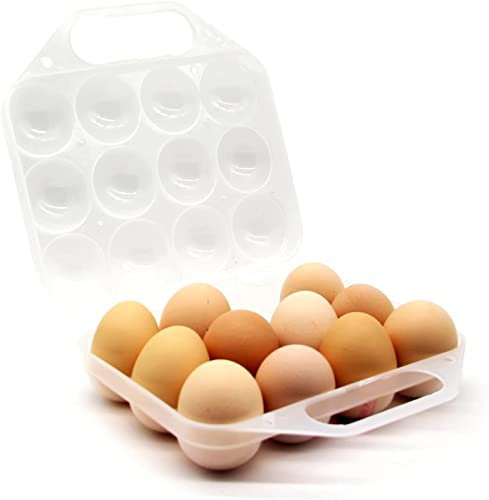 Huevera de Plástico para 12 Unidades, Organizador Frigorífico Con Bandeja Portátil Lateral Doble, Asa Engrosada para Viajes y Aire Libre