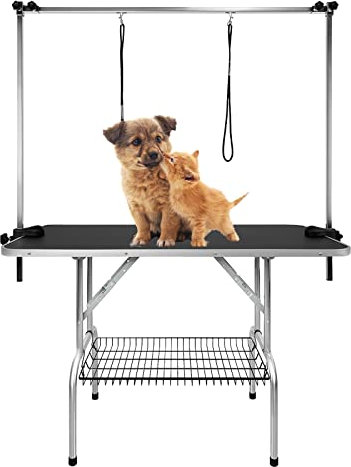 LARS360 Hundepflegetisch Trimmtisch für Hunde, Hundefriseur Tisch Hunde Badetisch Pudel Fellpflege Hund Schertisch - Höhenverstellbar, rutschfest, bis 100 KG Belastbar (Große)