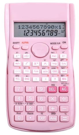 Calculatrice Scientifique, Calculatrice Mathématique 12 Bits avec 240 Fonctions, Grand écran, Couverture Rigide Coulissante pour Les étudiants du Collège et Les Enseignants (Rose)