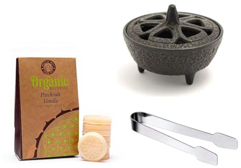 Cast Iron Wax Melter Kit with Scented Wax Melts and Stainless Steel Tongs for Stoves and Log Burners (Vanilla)