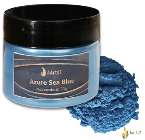 Epoxidharz Metallic Farbe Azure Sea Blau/blue 20g, AArtsZ Mica Pulver Powder, Epoxy Resin Farbe, Farbpigmente, Pigmentpulver Farben für Kosmetisches Qualität, Niveau Lipgloss Seifenfarben