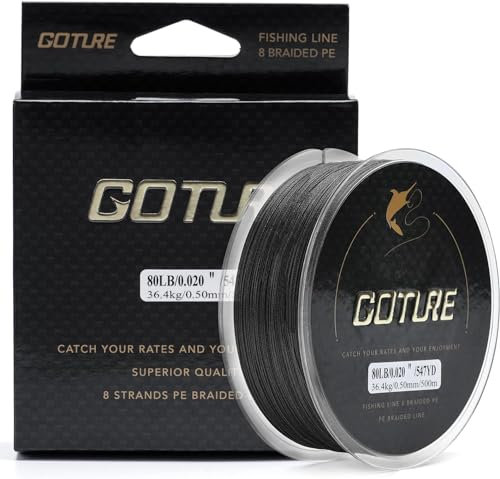 Goture Geflochtene Angelschnur 8fach, Ultradünne, Starke, Empfindliche, Glatte und Dehnungsfreie Angelschnur 300M, D1-D10146-8-BK-300-0.16MM