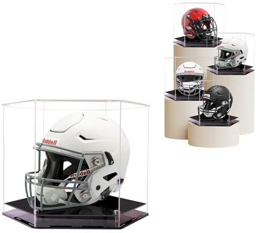 WLSANX Fußballhelm-Vitrine, Baseballhelm-Vitrine, für Fußballhelm, Hockeyhelm, Hockeyhelm, Fußballhelm, Sammlerstücke, Erinnerungsstücke, Aufbewahrung, 43,2 x 38,1 x 32,6 cm