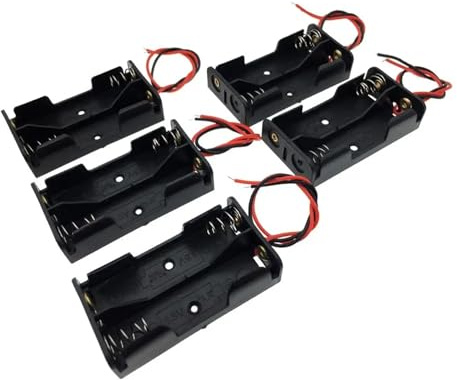 5 st AA-batterifodral 2 X 1,5V AA-batterihållare Batterilåda Svarta sladdar
