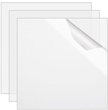 FAAING 3er 30 x 30 cm Acrylplatte Quadratisch, 3mm Acrylglas Platten Acryl Glasklar, Transparent Kunststoffplatte für Bilderrahmen, Malerei, Projektausstellung, Tischaufsteller