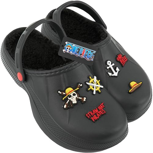Get Trend Sabots Enfant Garçon Ado Doublure Polaire, Chaussures Garçon Chaudes Hiver avec Bride, Semelle Antidérapante