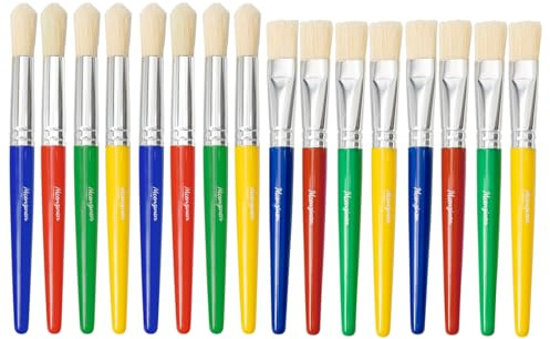 Mcenzinen 16Pcs Kids Paint Brushes Set for Watercolor, Acrylic & DIY Crafts