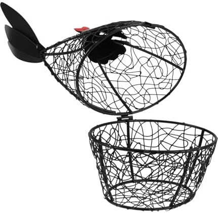Cabilock Panier Œuf Fil Métallique Forme de Poule Panier de Rangement Cuisine Multifonction Grand Capacité pour Œufs et Condiments Support Décoratif Noir pour Comptoir