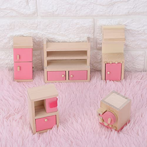 Acouto Juego de Muebles de Mini Casa de Muñecas 1:12, Muebles de Cocina y Comedor de Madera para Juegos de Simulación para Niños, Mejora la Creatividad y la Imaginación en el Desarrollo Temprano (#02)