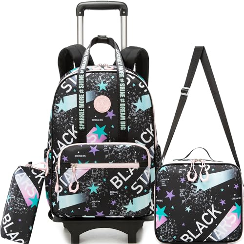 HTgroce Trolley Escolar Niña Mochila con Ruedas Carro Extraíble