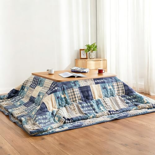 Kchsdool Japanese Kotatsu Table Solid Wood, Low Floor Desk with Built-in Heater Traditional Warming Furniture for Winter for Apartment Living Room(Natural,120cm)