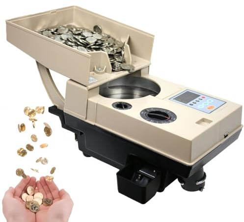GTANND Coin Counter 1200 Units/Min,Automatic Coin Counter And Sorter，For Most Coin Sorting And Counting With Large Hopper,Coin Counting Machine With Lcd Display CS200