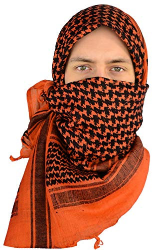 Mato & Hash Keffiyeh Schal im Militärstil, 100 % Baumwolle Gr. Single, Rustikales Orange