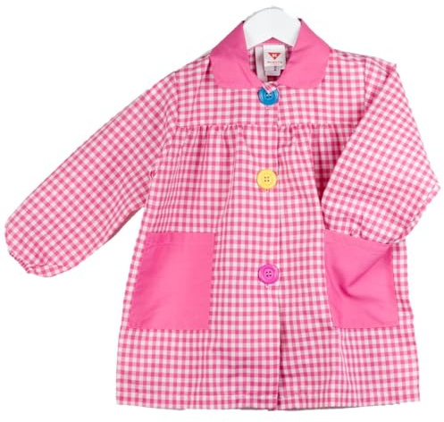 KLOTTZ - Grembiule a quadretti per asilo e scuola, per bambine, fucsia, 7