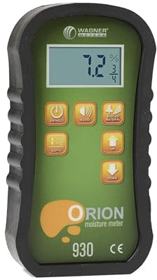 Orion® 930 Pinless Wood Moisture Meter by Wagner Meters I Accurate, Non-Damaging, Dual Depth Lumber Moisture Measurement, On-site Calibration (Standard Calibrator)