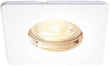 National Lighting SPECULO Ultra Slim Compact Matt White Fire Rated Downlight Recessed LED GU10 Square Spotlight Ceiling Light for Bathroom, Shower, Kitchen IP65 Rated