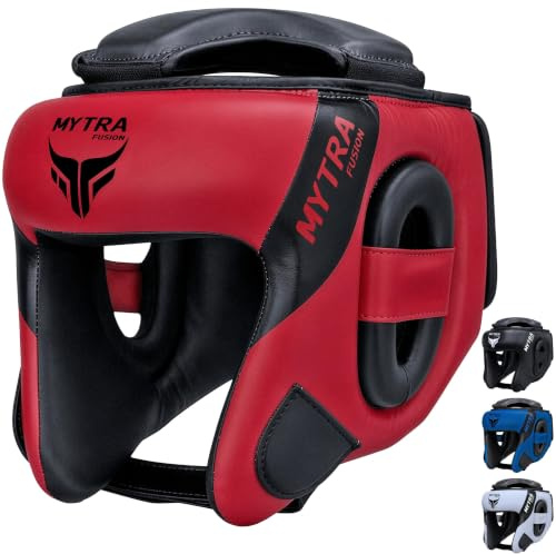 Mytra Fusion AD Head Guard Boxing Headgear MMA Head Guard Martial Arts headgear for Protection & Training (Black/Red, S/M)