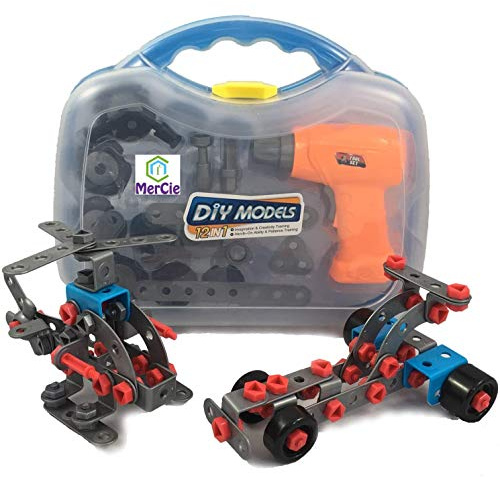 Jouet de construction 12 en 1| 282 pcs pour construire voiture, avion, moto et camion. Avec outils dont 1 visseuse électrique| Jouet d'ingénierie pour enfant de 6 7 8 9 10+ ans| Super cadeau créatif