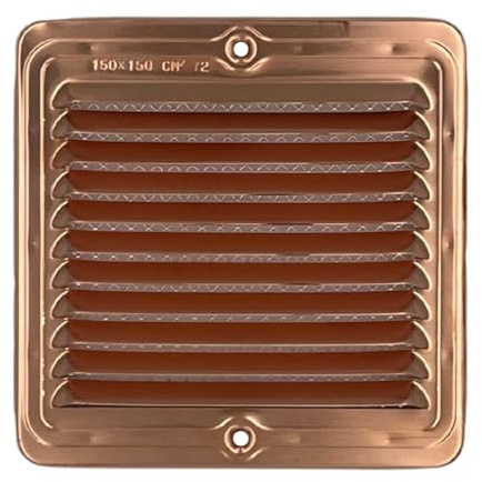 EINSIDE Rejilla de ventilación de cobre con red anti insectos, Rejilla ventilación paso aire, Cobre 15 x 15 cm