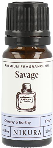 Nikura Savage Fragrance Oil - 10ml | Perfect for Soap and Candle Making, Wax Melts, Diffuser for Home, Oil Burners | Great for use in Bath Bombs, Perfume Fragrance, Candle Scents | Vegan & UK Made