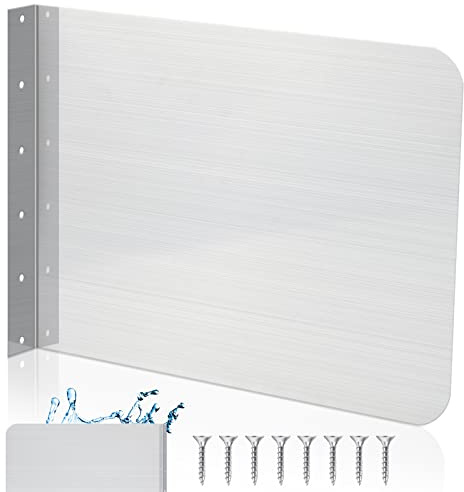 Amylove 20 x 12 Inch Stainless Steel Splash Guard Stainless Steel Wall Mount Guard with Screws for Bathroom Sink Side Sink Splash Prep Sinks Protector for Commercial Kitchen Restaurant