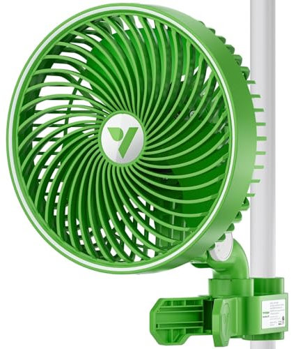 VIVOSUN Grow Fan with Clip, 15 cm/6 Inch Grow Tent Fan, 10 Speeds Smart App Control, IP54 with Automatic Oscillation AeroWave E6 for Grow Tent, Green