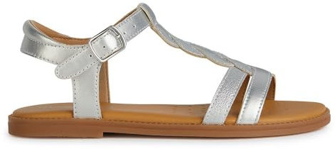 Geox J Karly Girl Sandal, Silver, 35 EU