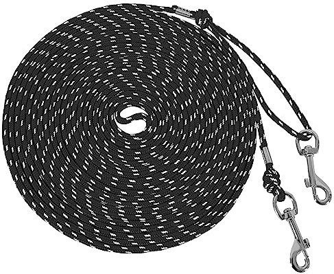 Reflective Cat Leash -30FT Cat Cable Out Escape Proof Walking Yard Long Durable Safe Leash Traning Play Outdoor for Puppies/Kittens/Small Animals(Black)