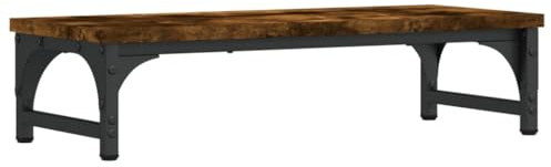 vidaXL Smoked Oak Monitor Stand - Ergonomic Riser for Computer, TV & Laptop - Engineered Wood stand with Adjustable Feet and Additional Storage Space - 55x23x14 cm