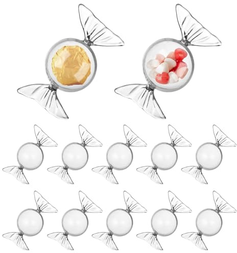 Gsycle 12PCS Clear Favor Boxes, Candy Shaped Candy Container Wedding Party Favor Candy Box Mini Chocolate Cover with Lid for Wedding, Baby Shower, Bridal Shower, Valentines Day Party