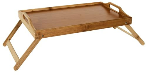 NAWA Home & Work Bandeja de bambú para Cama con Mesita con Patas Plegables, Bandeja portátil para Servir, Bandeja de Aperitivos, Bandeja de Desayuno, Mesa de Cama y el Sofá, Mesa de Dibujo