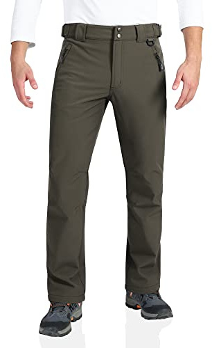Outdoor Ventures Mens Waterproof Trousers Warm Fleece Lined Ski Snow Pants | Winter Thermal Walking Trousers, Lightweight Outdoor Softshell Hiking Pants, Windproof, Breathable, Expandable Waist