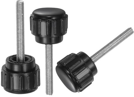 QUARKZMAN 20pz M3 x 20mm Manopole Zigrinate Filettatura Maschio, Viti a Testa Zigrinata Manopole Bloccaggio Impugnatura 14mm Manopole a Testa Tonda Plastica Zigrinata, Nero