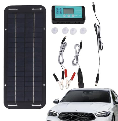 Caricabatteria per auto con pannello solare - Caricatore di mantenimento solare per batteria per auto | Mantenitore di carica a energia solare impermeabile da 20 W 12V/24 V, mantenitore di carica