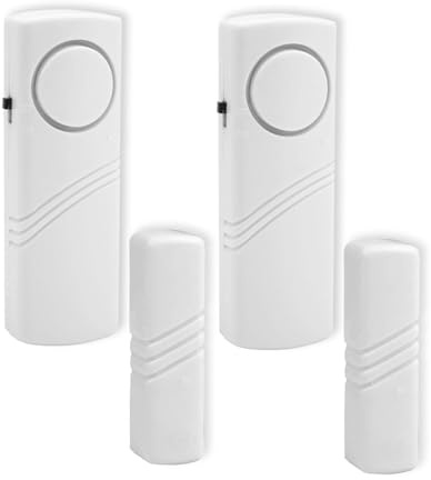 2PCS Wireless Door Window Alarm, 90dB Loud Burglar Alarm Magnetic Home Security Sensor Anti-Theft Alert for Home Office Hotel Shop Garage Shed Gate (White)